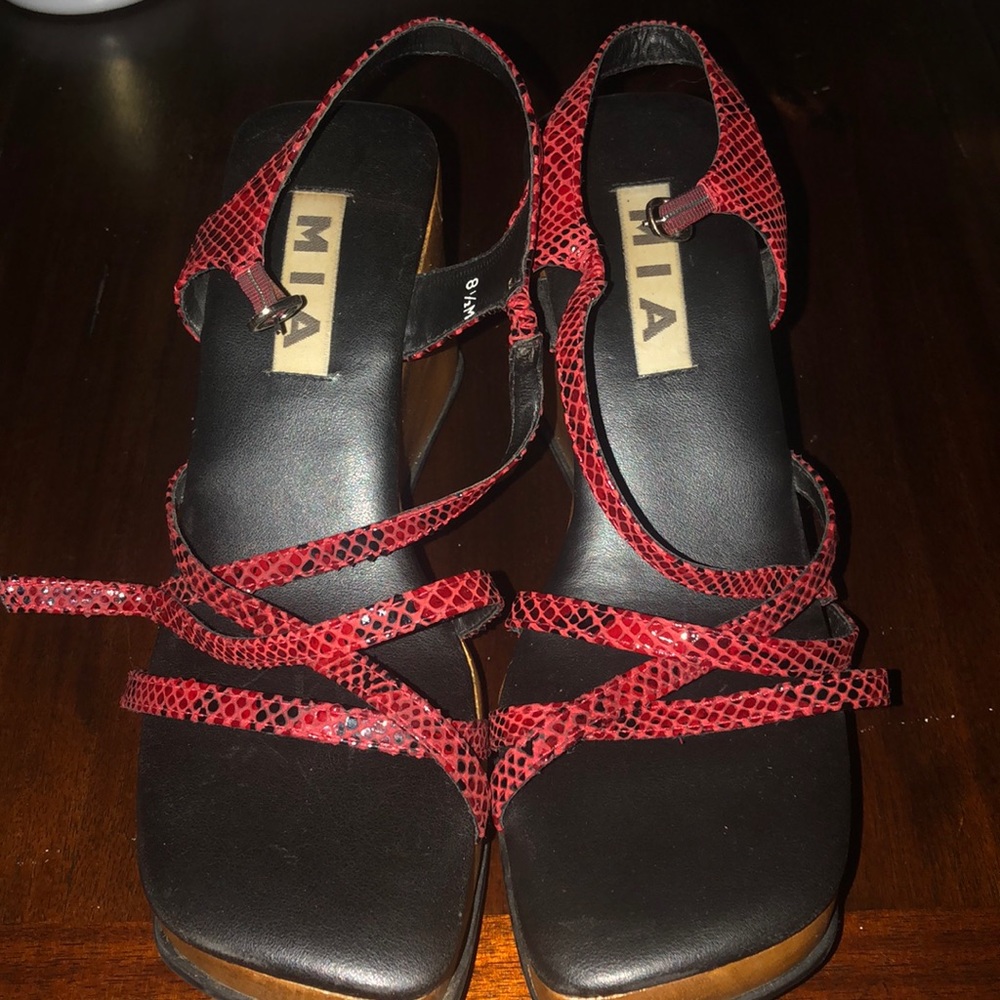 Burgundy platform wedges